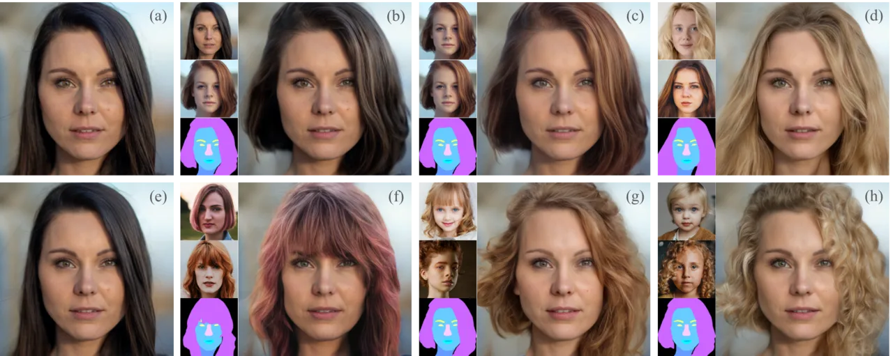 Teaser figure for Barbershop: GAN-based Image Compositing using Segmentation Masks