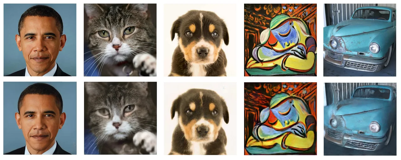 Teaser figure for Image2StyleGAN: How to Embed Images into the StyleGAN Latent Space?